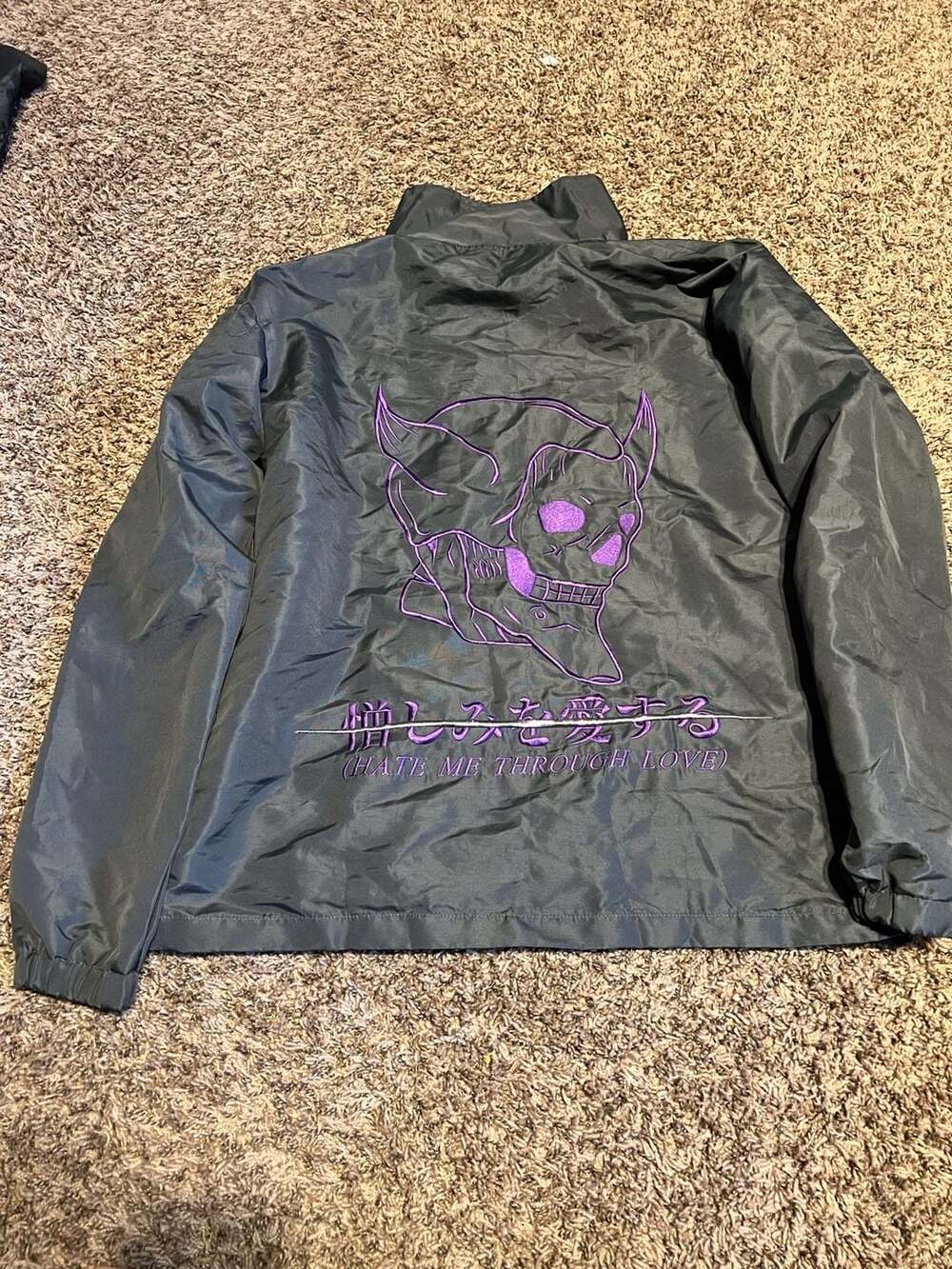 Susweeb Chotto Minute Hate Me Through Love Embroidered Coach Jacket 2XL
